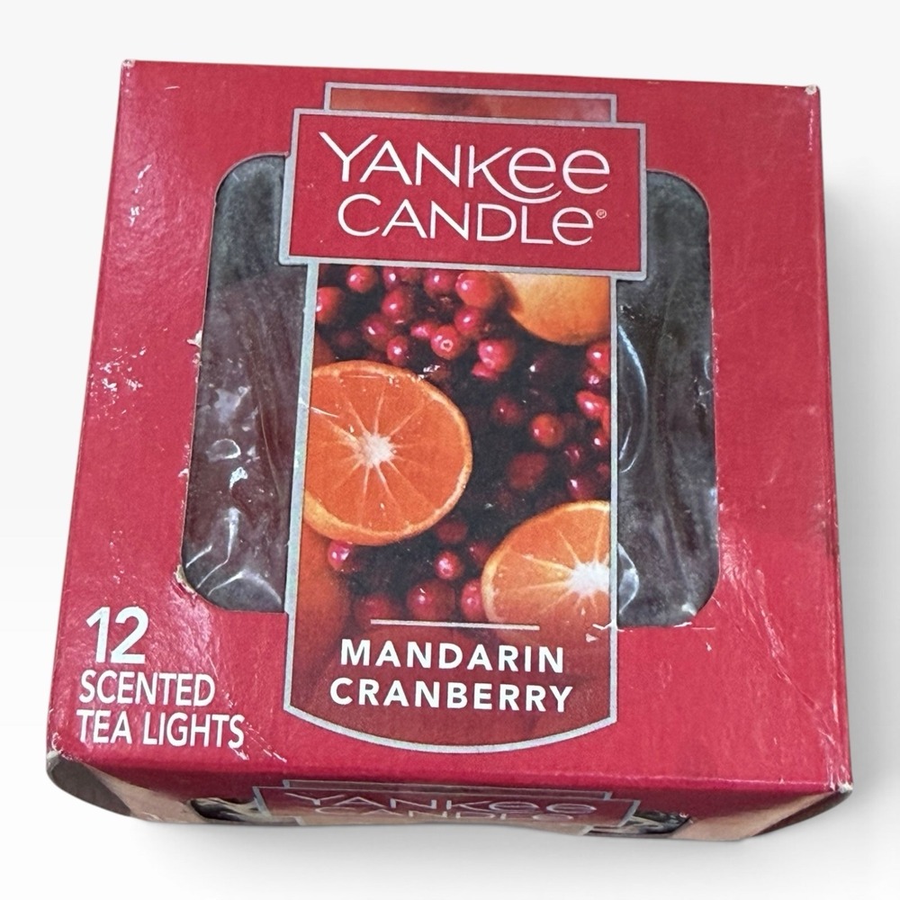 Yankee Candle 9 MANDARIN CRANBERRY Scented Tea Light Candles Open Box - Picture 3 of 3
